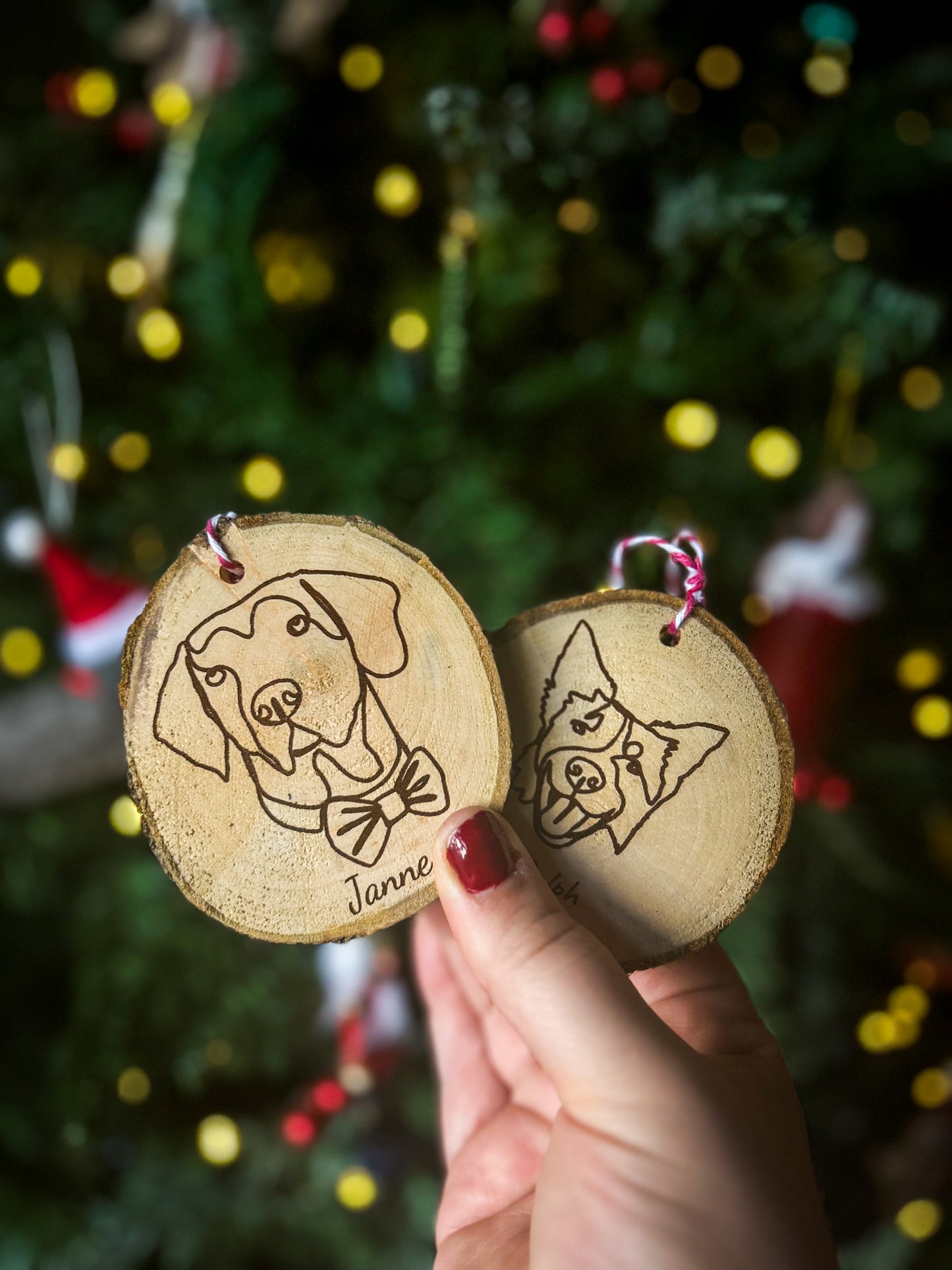 Handmade Christmas Baubles - Personalised pet portrait