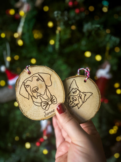 Handmade Christmas Baubles - Personalised pet portrait